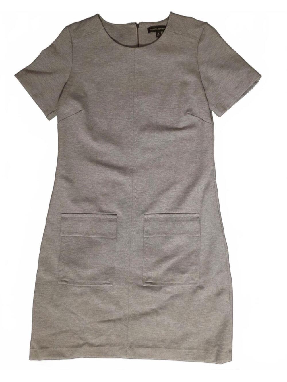 Wmn's Small Banana Republic Gray Short Sleeve Shift Dress with Pockets